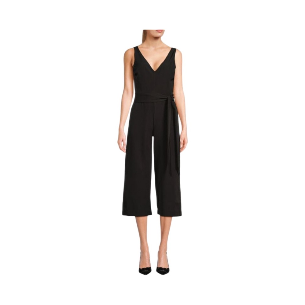 NWT Sam Edelman Sz 16 Black Wide Leg Crop Jumpsuit